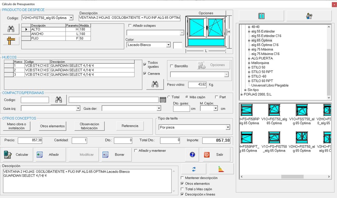 Calculo de precios en MetalSoft